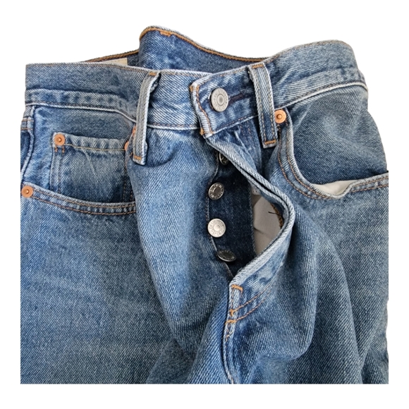 NWOT Levi's 501 Straight Leg High-rise Blue Jeans Size 26 100% Cotton - Picture 3 of 6